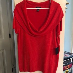 Soft cowl neck short sleeve sweater